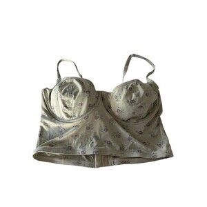 Gap Corset Bustier Green Floral Underwire 36 C Vintage Style